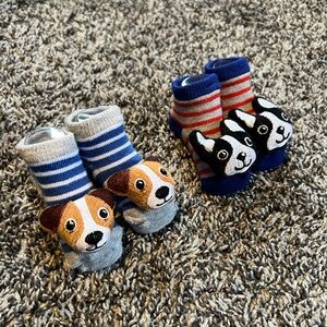 Adorable Dog-Themed Baby Rattle Socks Set